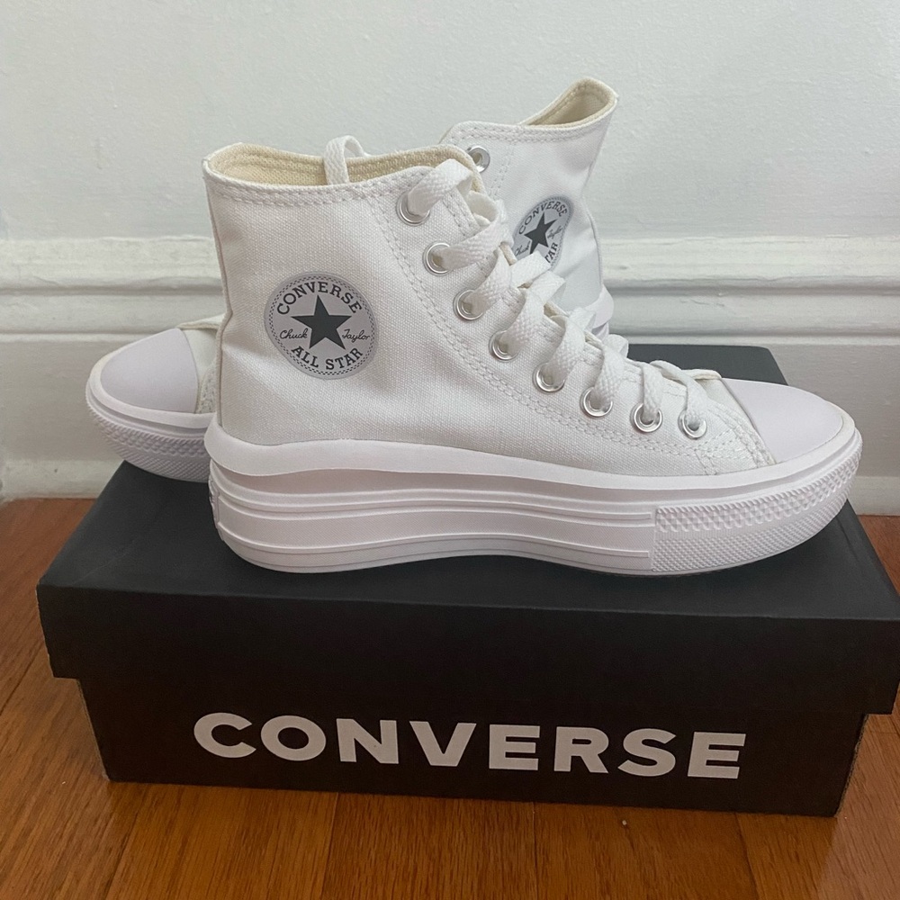 Converse White High Top Platform Shoes
